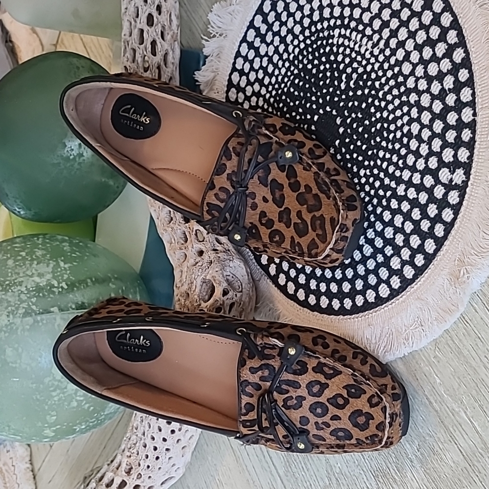 Clarks Artisan Dunbar Cruiser calf hair leopard 🐆 print size 9.5 EUC